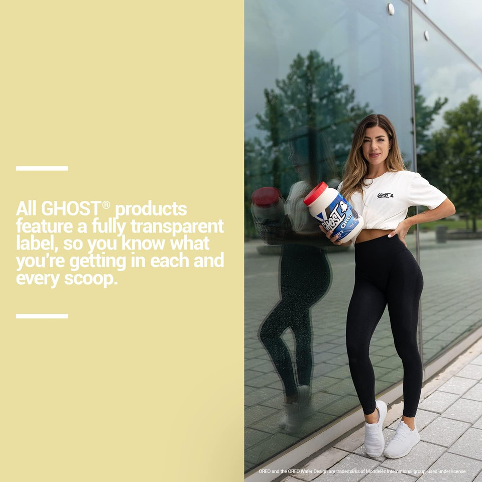 Ghost Whey Protein Powder, Oreo - 2Lb Tub, 25G Of Protein - Cookies & Cream Flavored Isolate, Concentrate & Hydrolyzed Whey Protein Blend - Post Workout Shakes