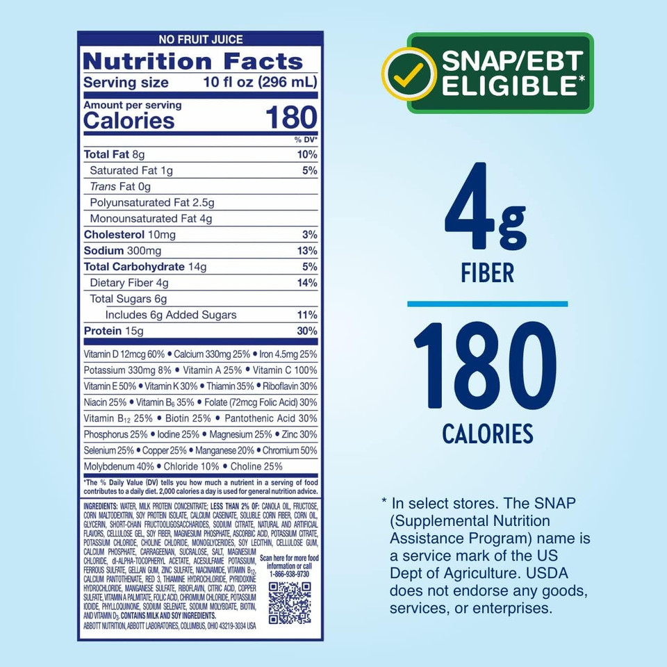 Glucerna Hunger Smart Shake, Diabetic Drink, Blood Sugar Management, 15G Protein, 180 Calories, Classic Strawberry, 10-Fl-Oz Bottle, 24 Count