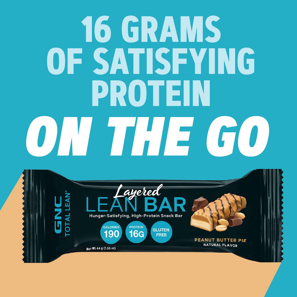 Gnc Total Lean Layered Lean Bar| Hunger Satisfying - High Protein Snack Bar | Peanut Butter Pie - 9 Bars