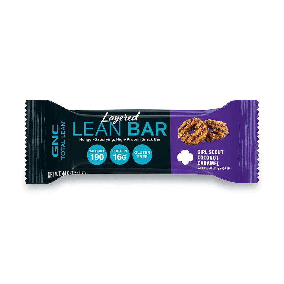 Gnc Total Lean Layered Lean Bar | Hunger-Satisfying And High-Protein Snack Bar | Girl Scout Coconut Caramel | 5 Bars