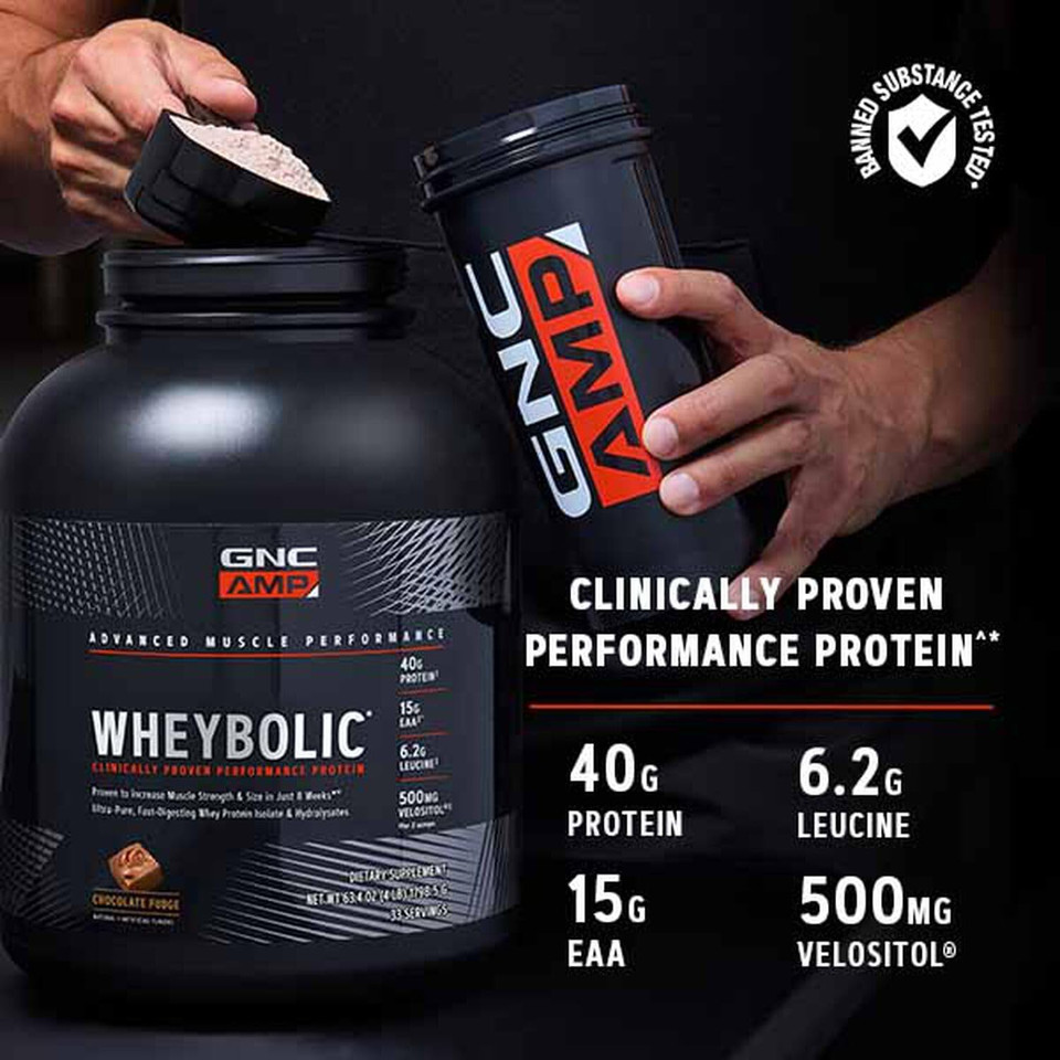 Gnc Amp Wheybolic Protein Powder | Targeted Muscle Building And Workout Support Formula | Pure Whey Protein Powder Isolate With Bcaa | Gluten Free | Strawberries And Cream | 25 Servings