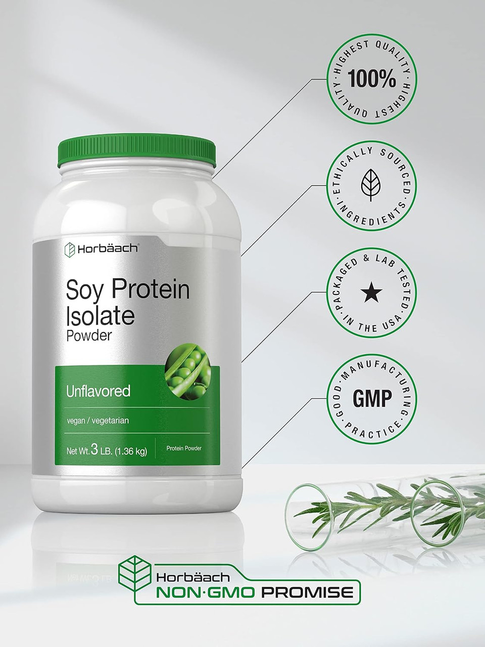 Horbã£Â¤Ach Soy Protein Isolate Powder | 3Lb | Unflavored | Vegan, Non-Gmo, Gluten Free