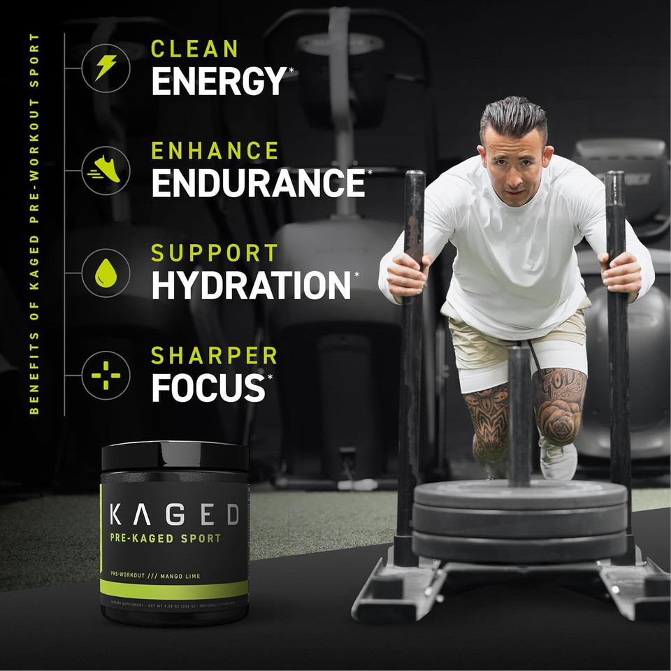 Kaged Athletic Sport Pre Workout Powder | Watermelon | Energy Supplement For Endurance | Cardio, Weightlifting Sports Drink | 20 Servings