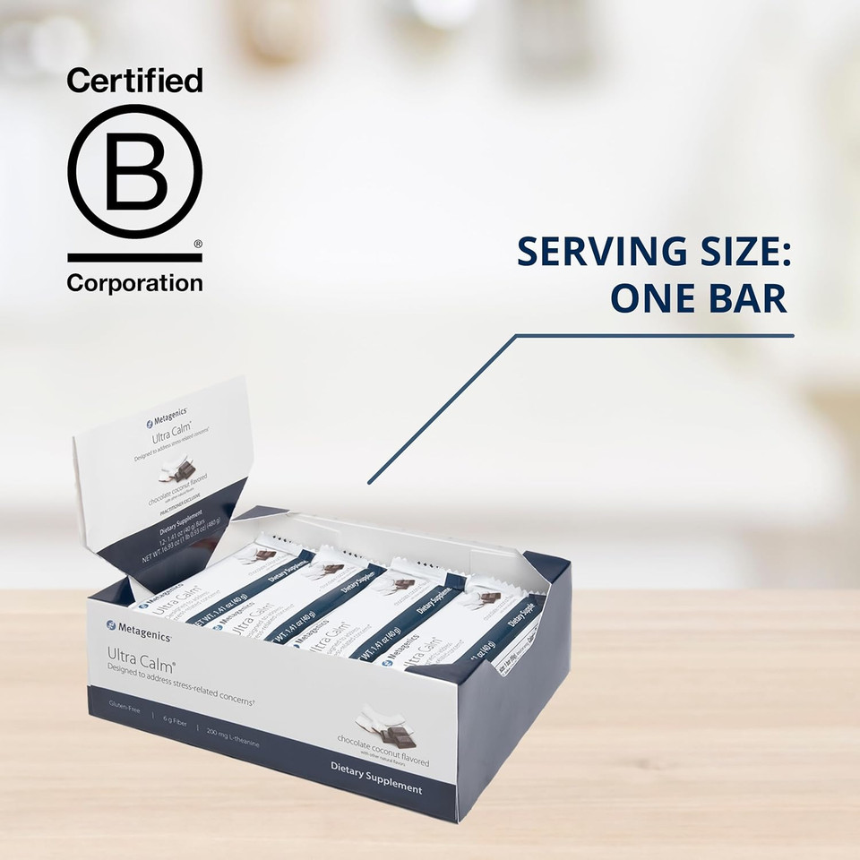 Metagenics Ultra Calm Chocolate Coconut, 1.41 Ounce Bar, 12 Count