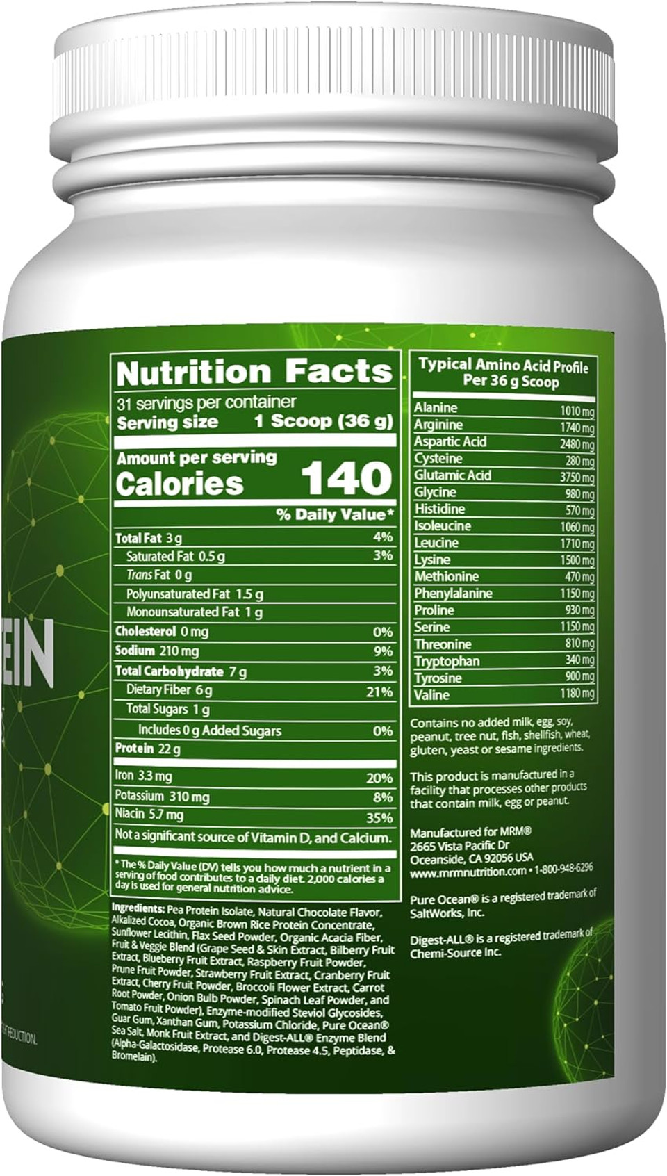 Mrm - Veggie Protein Powder, Protein Source For Vegans, Gluten-Free & Preservative-Free, Non-Gmo Verified - Chocolate - 2.5 Lbs Mrm - Veggie Protein Powder, Protein Source For Vegans, Gluten-Free & Preservative-Free, Non-Gmo Verified - Chocolate - 2.5 Lbs