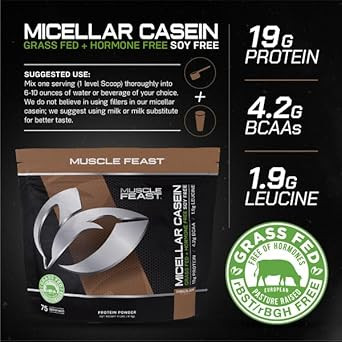 Muscle Feast Pasture Raised + Grass Fed Micellar Casein + Rbst/Rbgh Free, Chocolate, 4Lb