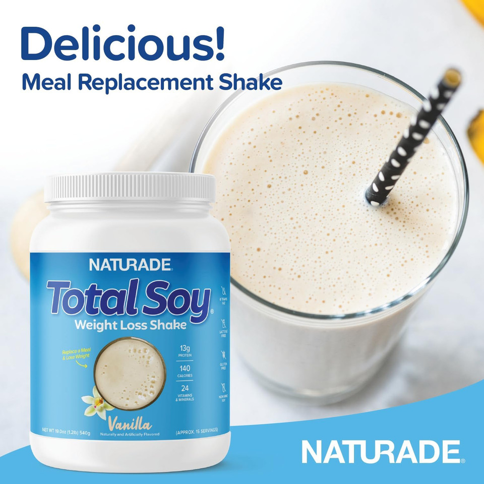 Naturade Total Soy Protein Powder - 13G Protein & 140Cal Per Servings, Zero Trans Fat, Non-Gmo Soy - Lactose & Gluten Free - Vanilla (15 Servings)