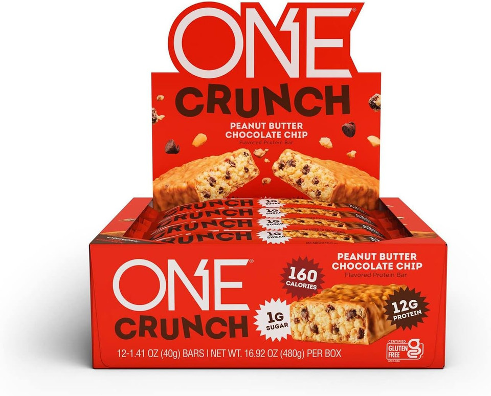 One Crunch Protein Bars, Peanut Butter Chocolate Chip, Gluten Free Protein Bars With 12G Protein And 1G Sugar, Pantry Staples, 2.12 Oz (12 Count) One Crunch Protein Bars, Peanut Butter Chocolate Chip, Gluten Free Protein Bars With 12G Protein And 1G Sugar, Pantry Staples, 2.12 Oz (12 Count)