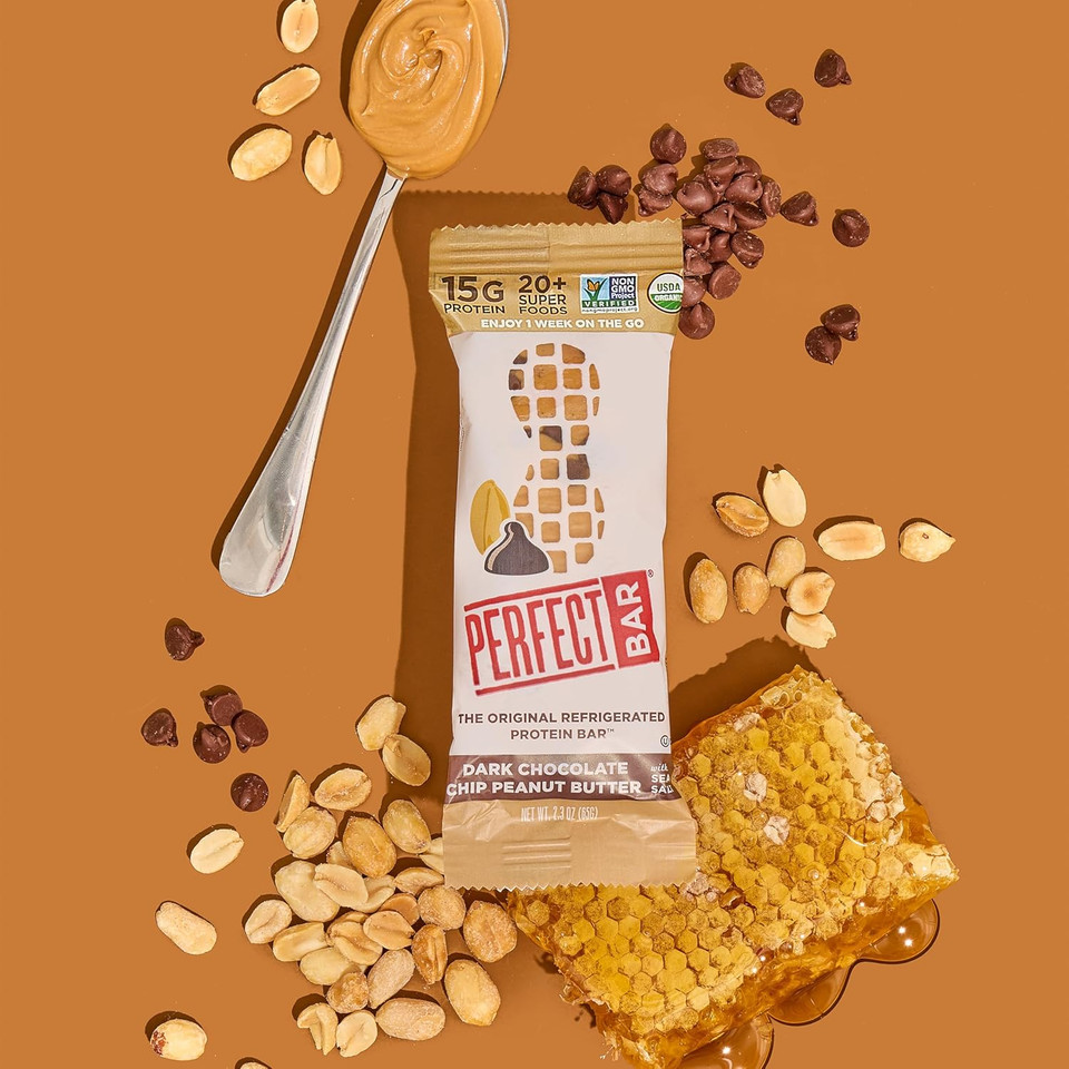 Perfect Bar, Dark Chocolate Chip Peanut Butter Protein Bar, High Protein, Organic, Gluten Free, Soy Free, Non Gmo, No Sugar Alcohols, 2.3 Ounce Bar, 10 Count