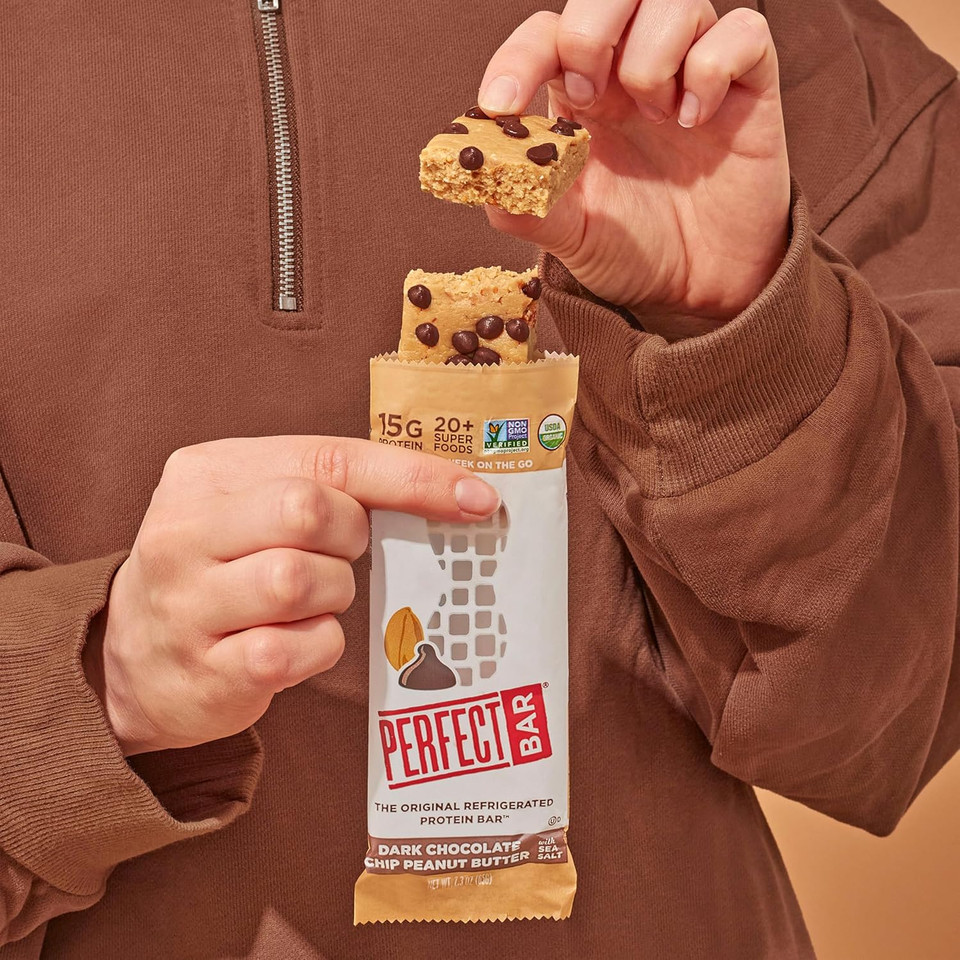 Perfect Bar, Dark Chocolate Chip Peanut Butter Protein Bar, High Protein, Organic, Gluten Free, Soy Free, Non Gmo, No Sugar Alcohols, 2.3 Ounce Bar, 10 Count