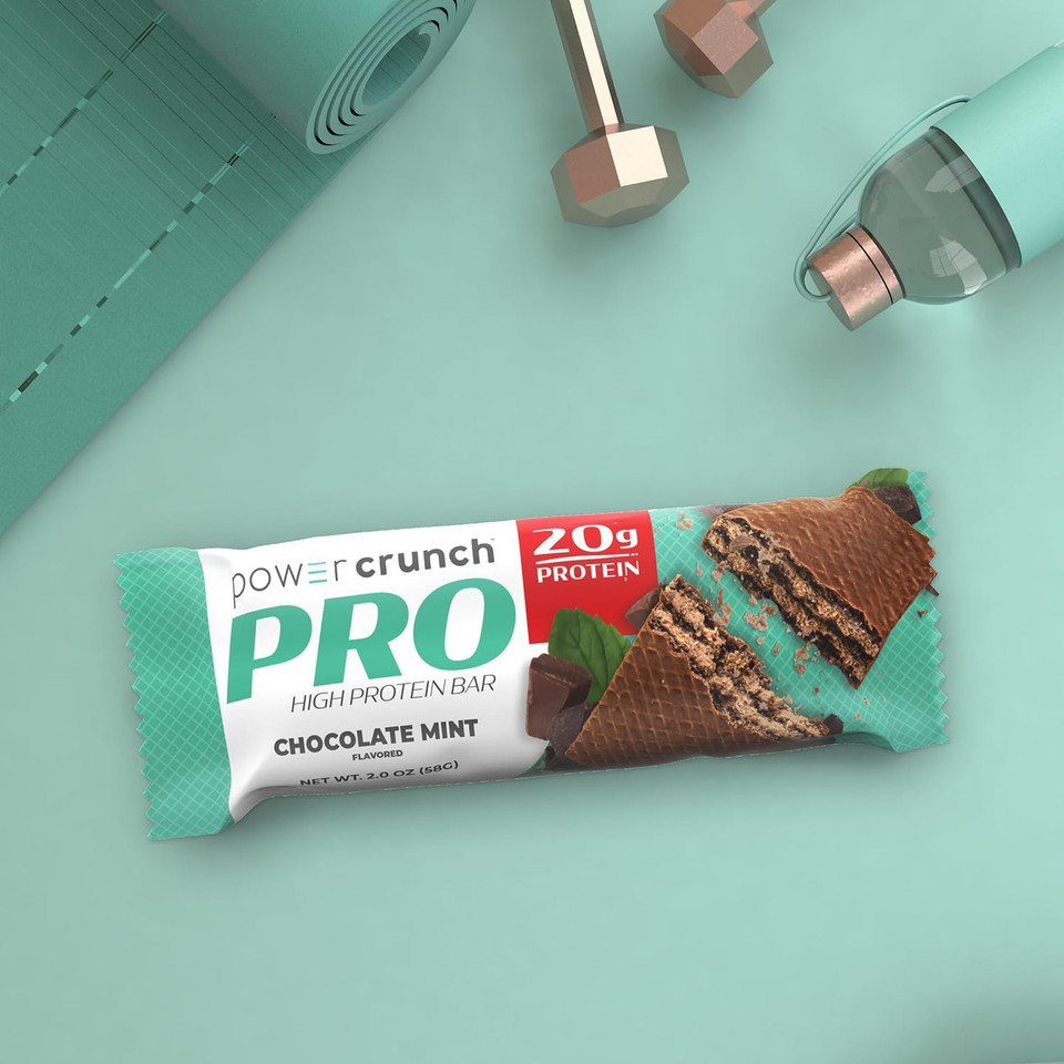 Power Crunch Pro Protein Wafer Bars, High Protein Snacks With Delicious Taste, Chocolate Mint, 2.0 Ounce (4 Count)