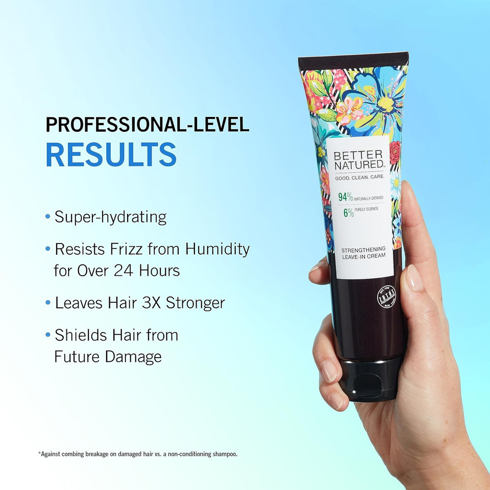 Better Natured Strengthening Leave-In Hair Cream - Stronger & Smoother Hair, Repair Damage, 5.1 Fl Oz