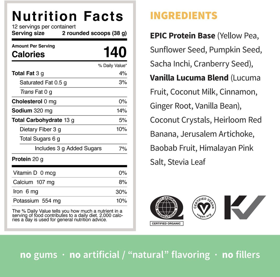 Sprout Living Epic Protein Bundle - Vanilla Lucuma & Green Kingdom (20G Organic Plant-Based Protein Powder, Vegan, Gluten Free, Superfoods) | 1Lb, 12 Servings