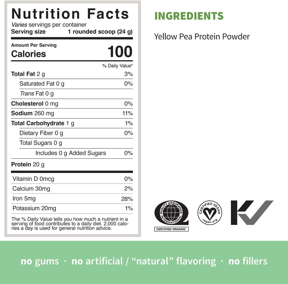 Sprout Living Organic Pea Protein Powder, 20 Grams Of Plant Based Organic Protein Powder Without Artificial Sweeteners, Non Dairy, Non-Gmo, Dairy Free, Vegan, Gluten Free, Keto Drink Mix (1 Pound)
