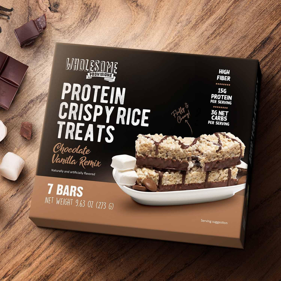 Protein Crispy Rice Treats, 15G Protein, 3G-7G Net Carbs, Low Carb, Fluffy, Soft, Chewy, Gluten Free, High Fiber, Keto-Friendly, No Aftertaste (Chocolate Vanilla Remix, 1 Pack) Protein Crispy Rice Treats, 15G Protein, 3G-7G Net Carbs, Low Carb, Fluffy, Soft, Chewy, Gluten Free, High Fiber, Keto-Friendly, No Aftertaste (Chocolate Vanilla Remix, 1 Pack)