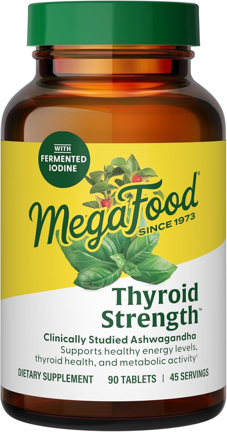 Megafood Thyroid Strength - Mineral Supplement - Thyroid Support For Women With Ashwagandha, Zinc, Selenium, Copper, Iodine & L-Tyrosine & Herb Blend - Vegetarian - 60 Tabs (30 Servings)