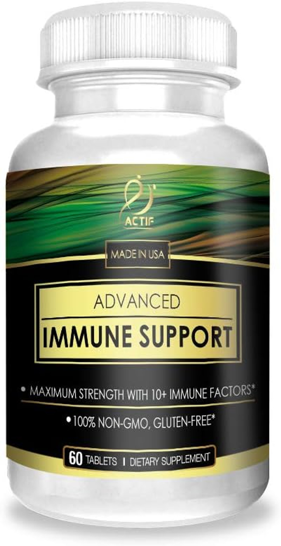 Actif Advanced Immune Support With 10+ Factors For Immunity Booster - 100% Natural, Non-Gmo, 60 Count