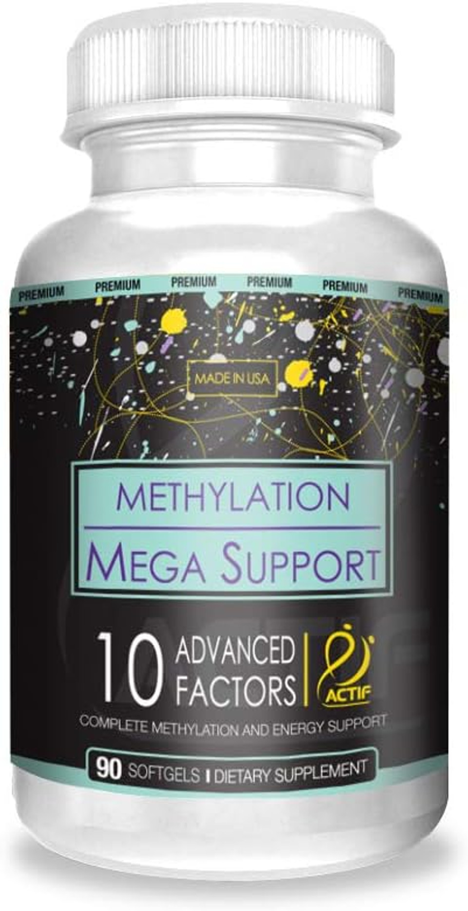 Actif Methylation Mega Support With 10 Advanced Factors And Organic Folate  100% Natural, Non-Gmo, 90 Count