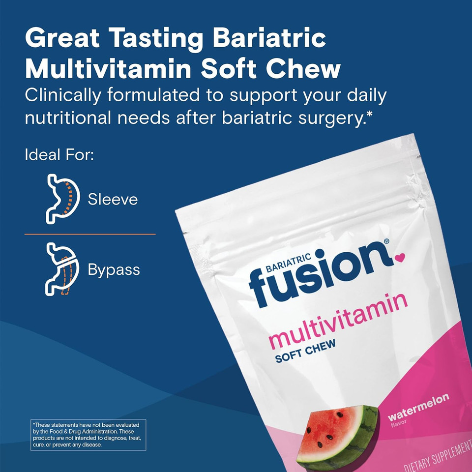 Bariatric Fusion Bariatric Multivitamin Chewable Soft Chew | Cherry Pineapple Flavor | Chewy Bariatric Vitamins For Post Bariatric Surgery Patients | 60 Count | 1 Month Supply