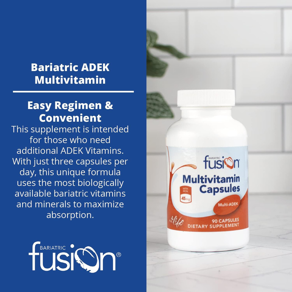 Bariatric Fusion High Adek Multivitamin With Iron | Bariatric Multivitamin For Duodenal Switch | Easy To Swallow Adek Vitamins Bariatric | 90 Capsules | One Month Supply