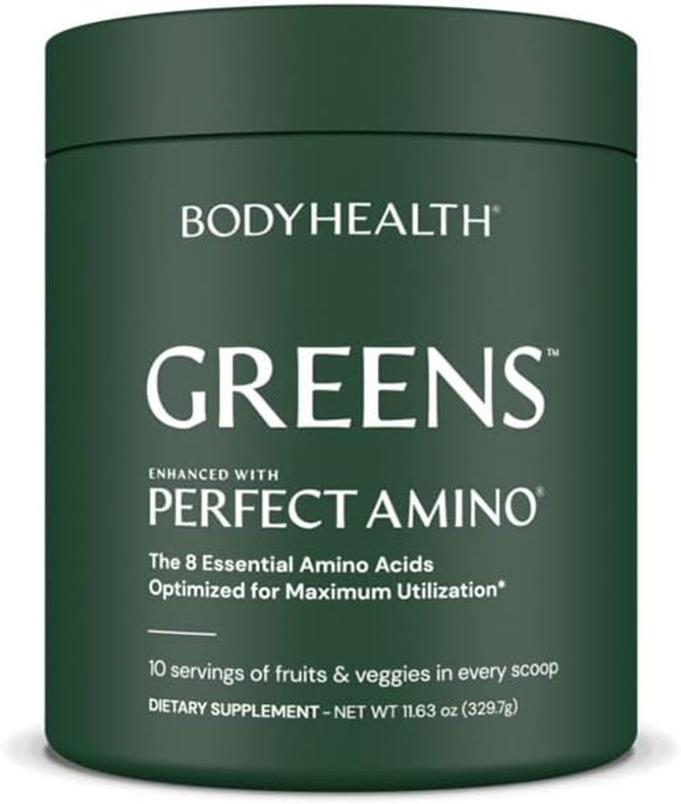 Bodyhealth Perfect Greens Formula (30 Svgs) Daily Superfood Green Apple Smoothie Powder With Vegetables, Fruit, Antioxidants, Prebiotics, Probiotics, Fiber, And Perfectamino Protein