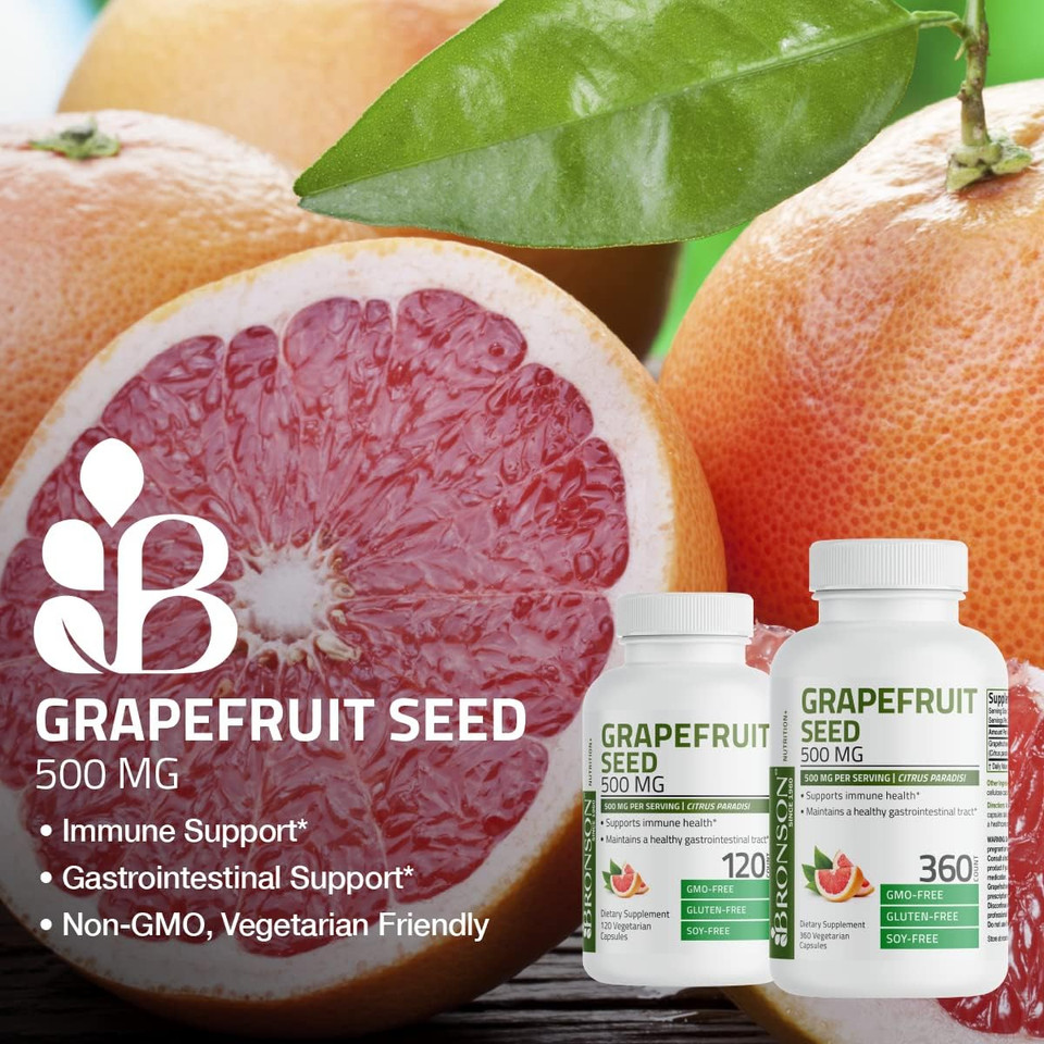 Bronson Grapefruit Seed Extract 500 Mg Per Serving Citrus Paradisi Supports Immune Health & Helps Maintain A Healthy Gastrointestinal Tract - Non-Gmo, 360 Vegetarian Capsules