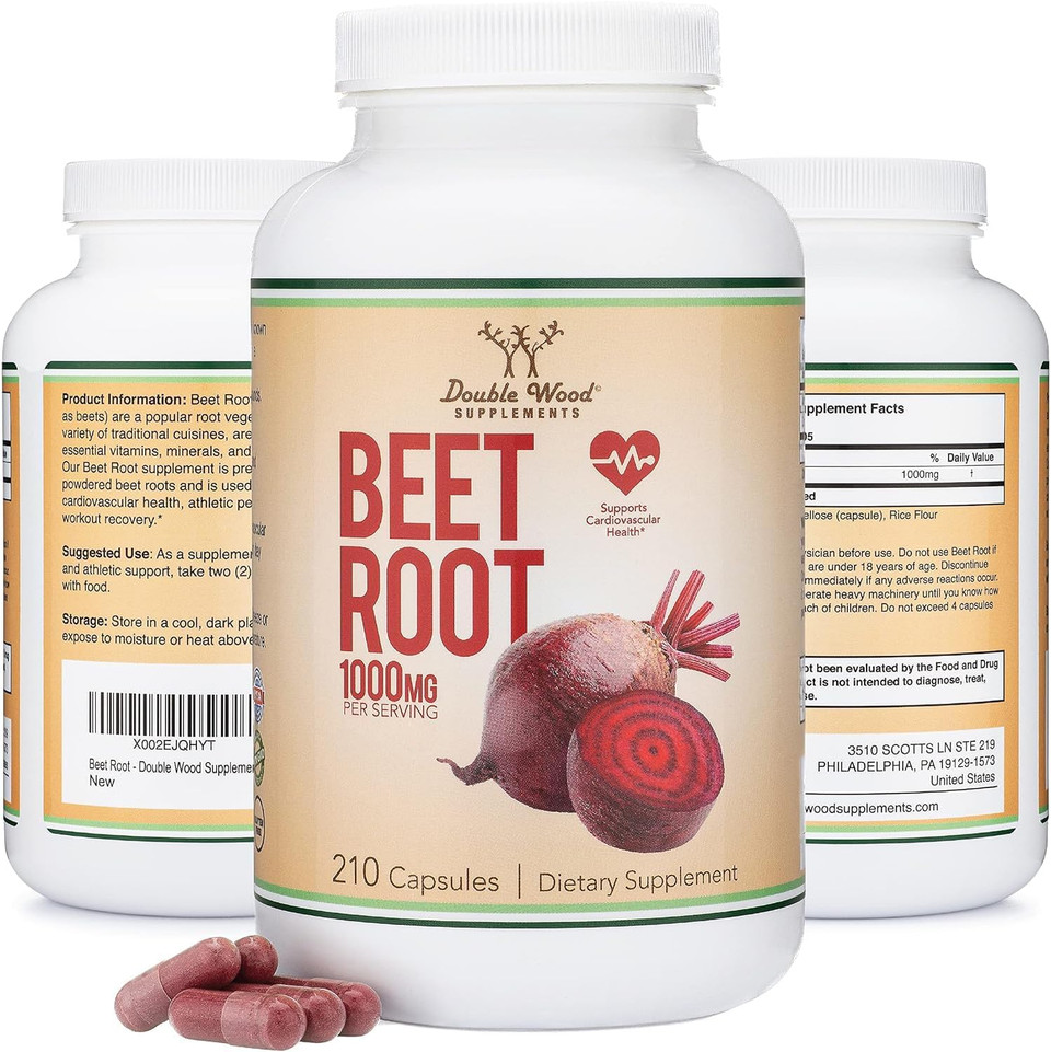 Beet Root Powder Capsules (Organic And Vegan) (210 Count, 1,000Mg Per Serving) - Super Food From Beets With High Nitrate For Overall Health Support By Double Wood
