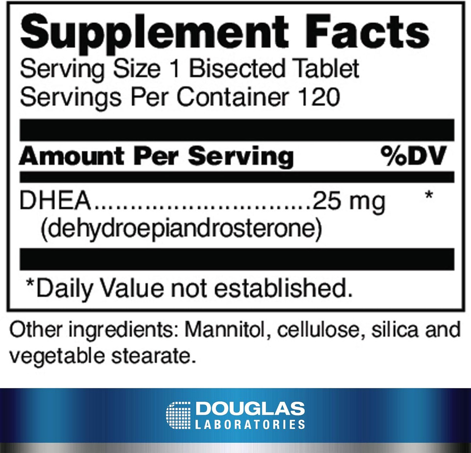 Douglas Laboratories Dhea 25 Mg Dissolvable Tablets | Supports Immune Health, Brain, Bones, Metabolism And Lean Body Mass* | 60 Tablets