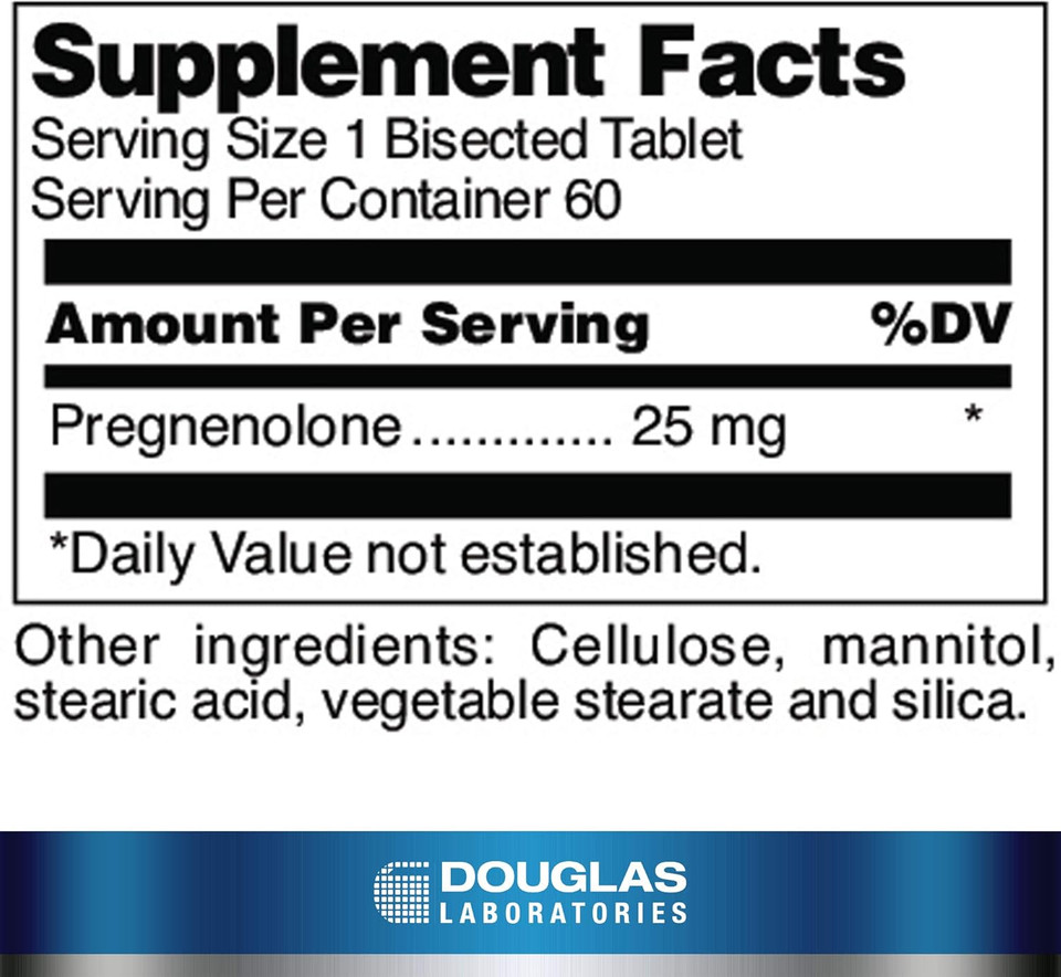Douglas Laboratories Pregnenolone (25 Mg) - For Pancreas, Cortisol & Liver Support* - Pregnenolone Supplement - Non-Gmo - 60 Tablets