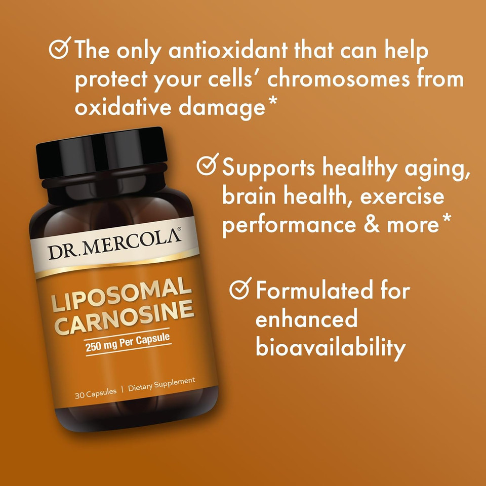 Dr. Mercola Liposomal Carnosine, 250Mg Per Capsule, 30 Servings (30 Capsules), Dietary Supplement, Supports Metabolic Health, Non Gmo