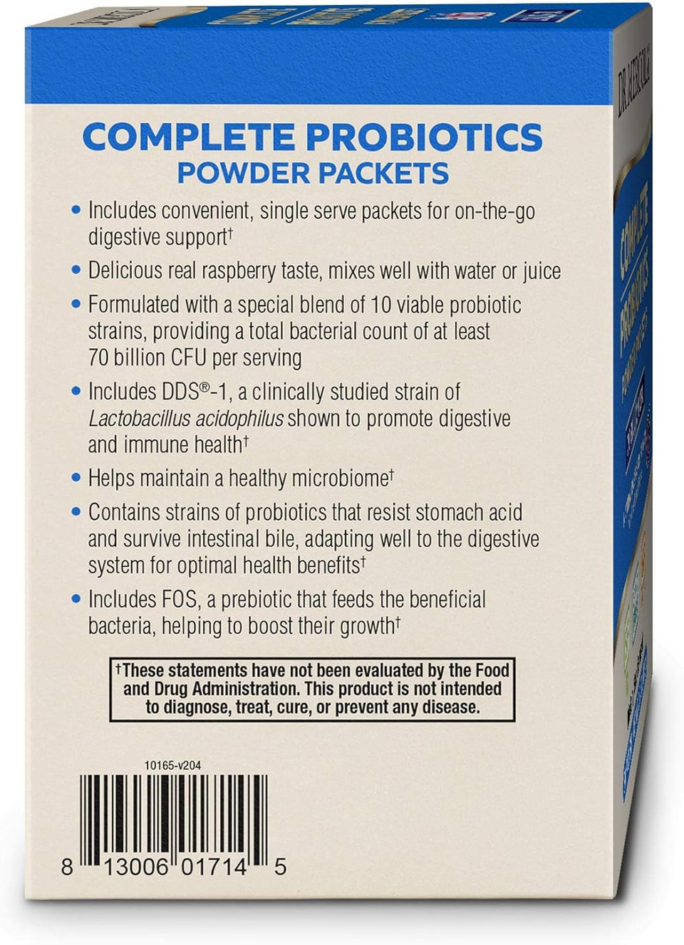 Dr. Mercola Complete Probiotics Powder Packets, 30 Servings (30 Packets), 70 Billion Cfu, Natural Raspberry Flavor, Dietary Supplement, Digestive & Immune Support, Non-Gmo