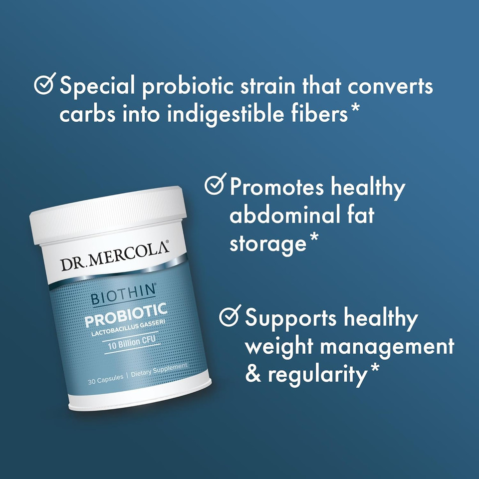 Dr. Mercola Biothin Probiotic 10 Billion Cfu, 90 Servings (90 Capsules), Dietary Supplement, Supports Digestive Health, Non Gmo