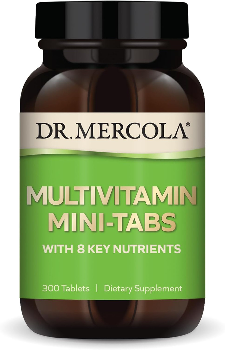 Dr. Mercola Multivitamin Mini-Tabs, 30 Servings (300 Tablets), With 8 Key Nutrients, Dietary Supplements, Supports Immune And Brain Health, Non-Gmo