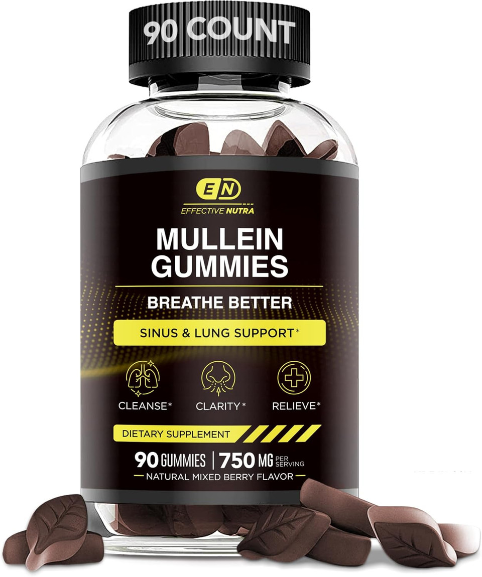 Mullein Gummies 9In1 - Mullein Gummies For Lungs And Sinus Support- Cleanse, Clarity, Relief (90Ct)