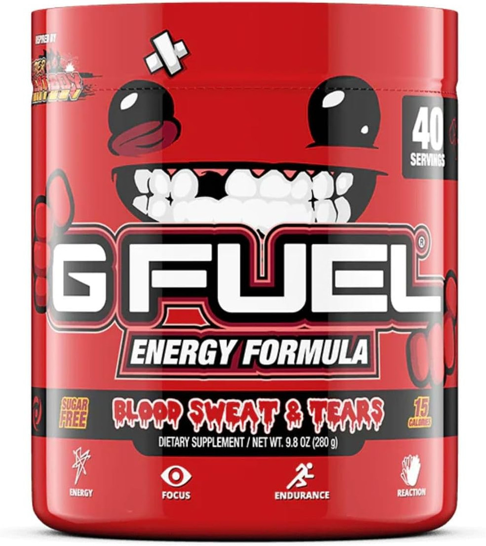 G Fuel Super Meat Boy Energy Powder, Sugar Free, Clean Caffeine Focus Supplement, Water Mix, Cinnamon Candy Flavor, Focus Amino, Vitamin + Antioxidants Blend, 9.8 Oz (40 Servings)