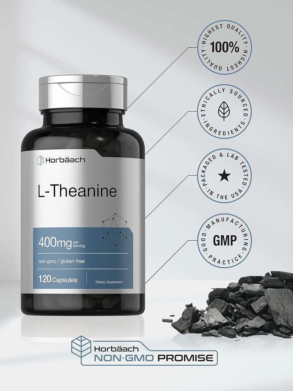 Horbã£Â¤Ach L-Theanine | 400Mg | 120 Capsules | Non-Gmo & Gluten Free