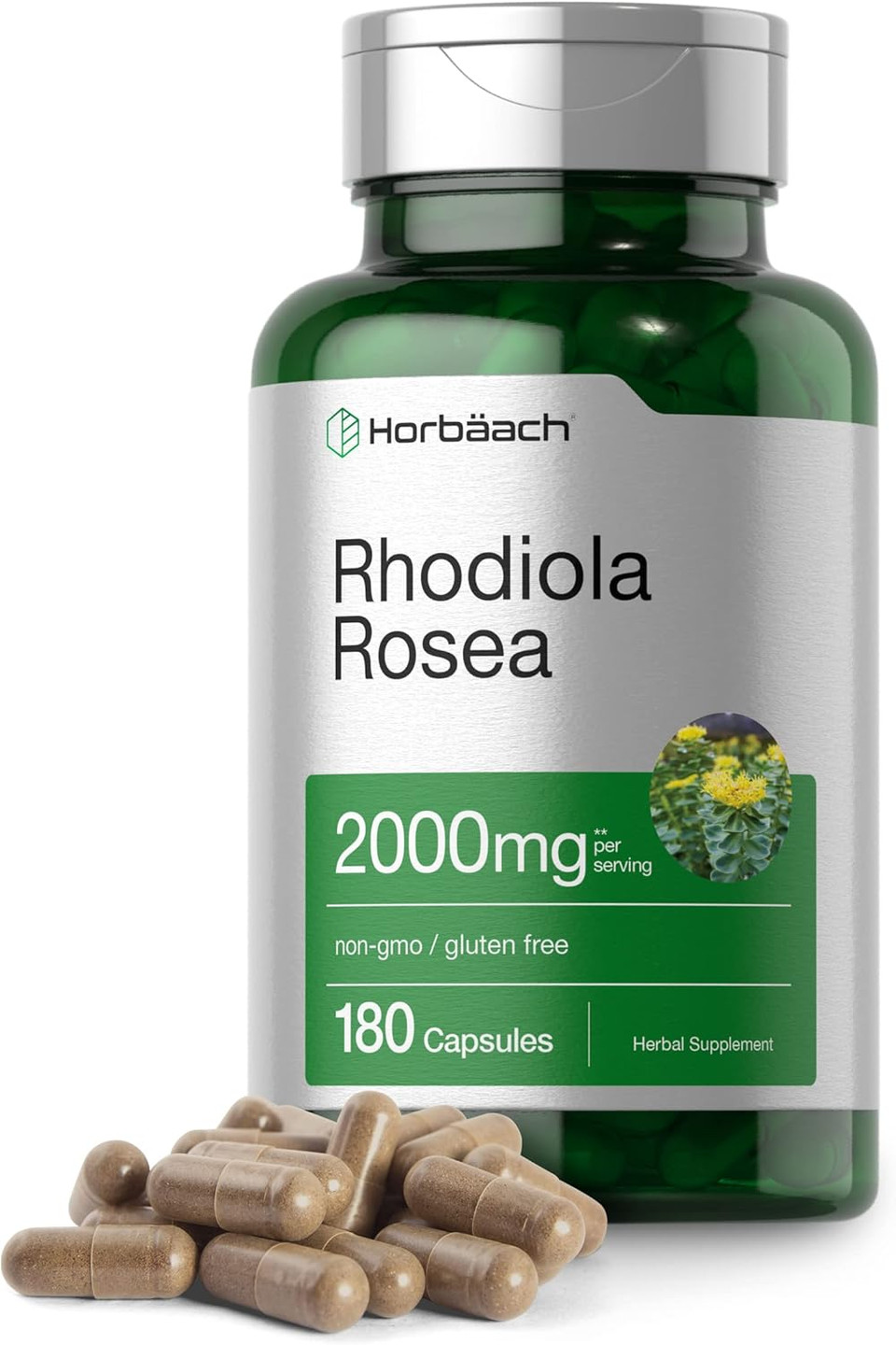 Horbã£Â¤Ach Rhodiola Rosea Capsules 2000Mg | 180 Count | Non-Gmo, Gluten Free Supplement