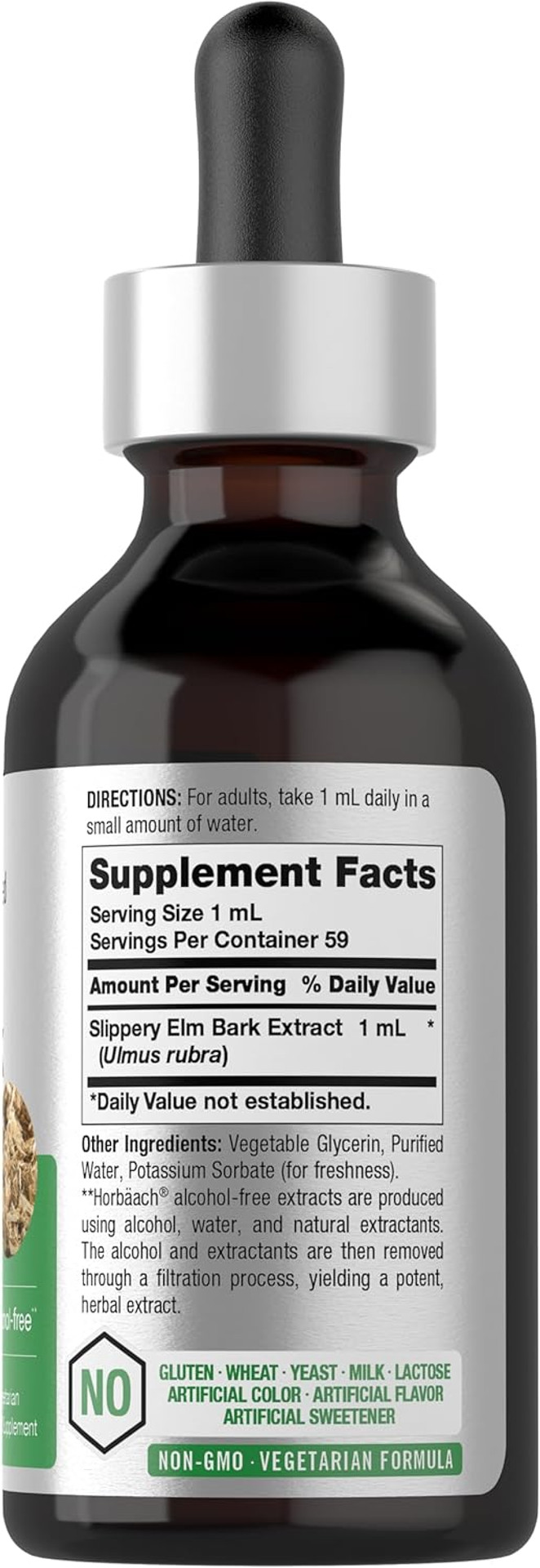 Horbã£Â¤Ach Slippery Elm Liquid Drops | 2 Fl Oz | Vegetarian | Alcohol Free Extract Tincture | Non-Gmo, Gluten Free