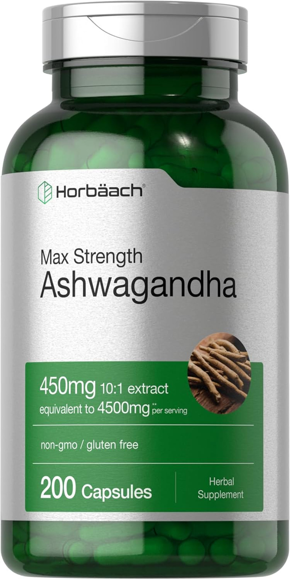 Horbã£Â¤Ach Ashwagandha Supplement | Max Strength | 200 Capsules | Non-Gmo, Gluten Free