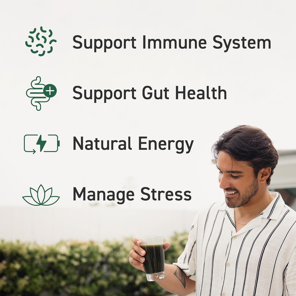 Kaged Organic Greens Superfood Powder | Lemon | Outlive100 | Wellness With Supergreens And Prebiotics | Apple Cider Vinegar | Ashwaghanda | 30 Servings