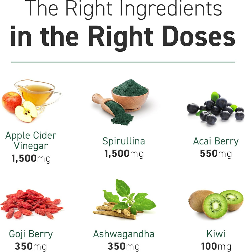 Kaged Organic Greens Superfood Powder | Lemon | Outlive100 | Wellness With Supergreens And Prebiotics | Apple Cider Vinegar | Ashwaghanda | 30 Servings