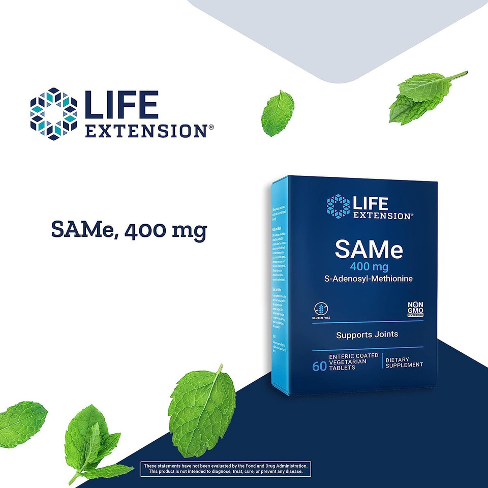 Life Extension Same 400Mg (S-Adenosyl-Methionine) - Supplement For Joint & Liver Support - Non-Gmo, Gluten-Free, Tablet, 60 Count