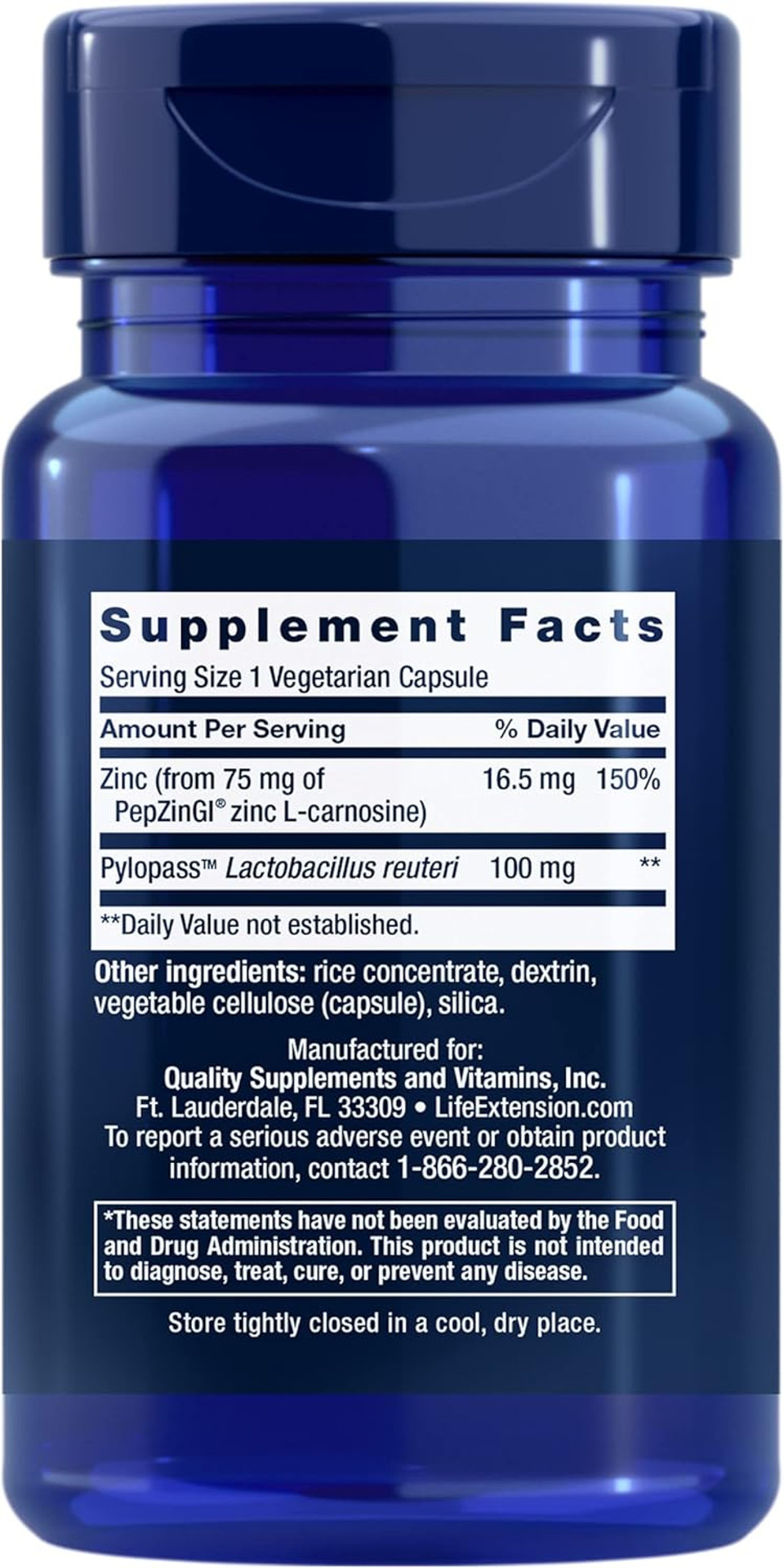 Life Extension Gastro-Ease - Digestive Health - Gastric Health Supplement With Zinc L-Carnosine Plus Pylopass For Healthy Stomach Support - Non-Gmo, Gluten-Free - 60 Vegetarian Capsules
