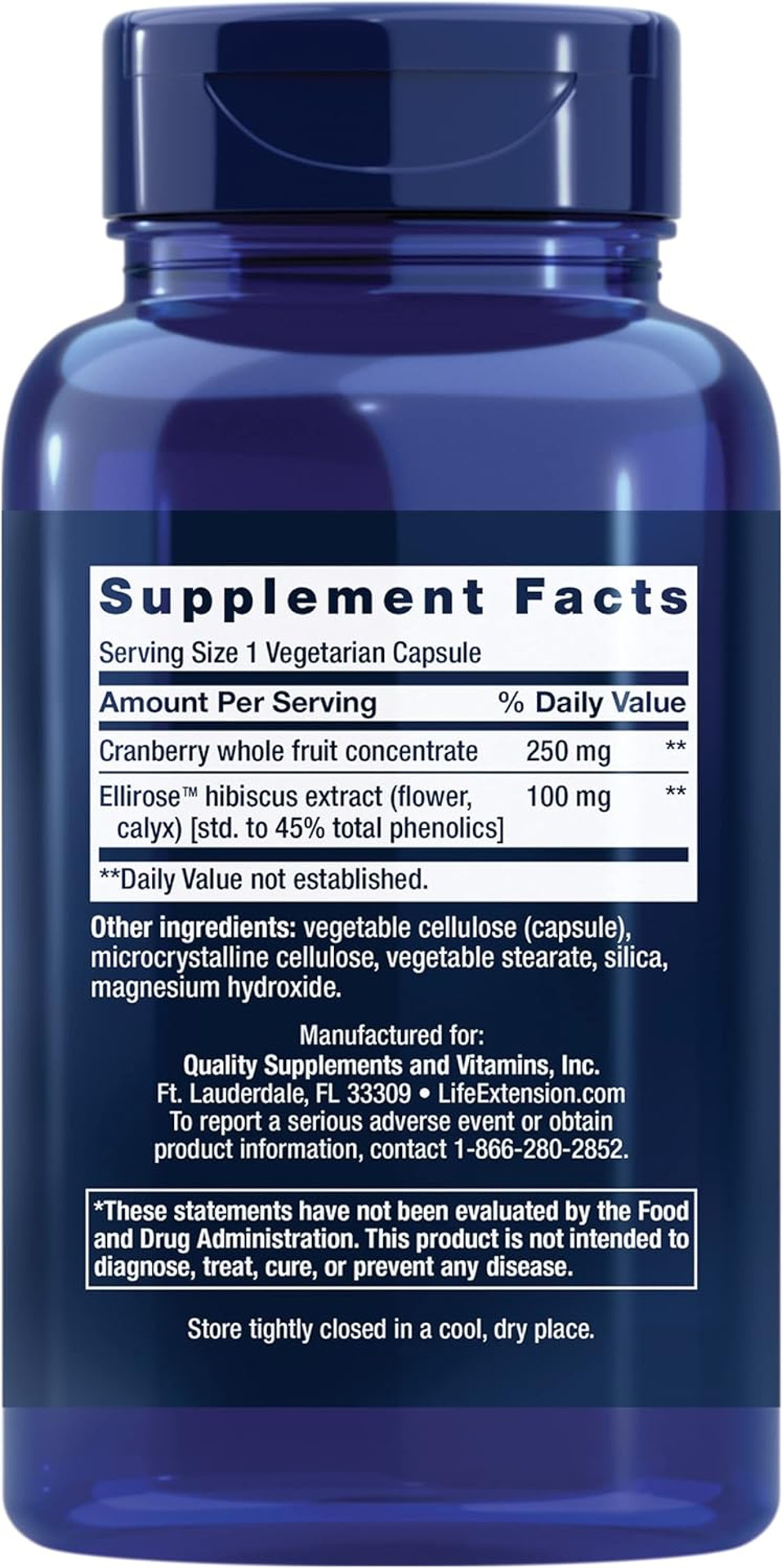 Life Extension Optimized Cran-Maxã¢Â®, Cranberry Whole Fruit Concentrate With Hibiscus Extract, Best In Class Support For Female Urinary Tract Health, Gluten-Free, Vegetarian, Non-Gmo, 60 Capsules