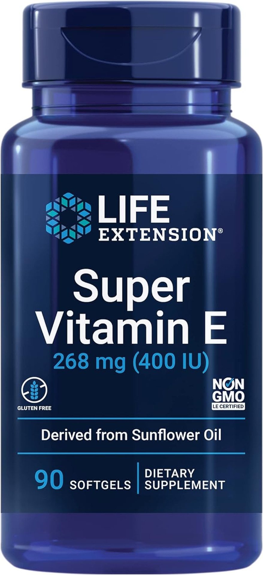 Life Extension Super Vitamin E 268 Mg - For Heart, Brain & Immune Health -Offers Antioxidant Protection & Promotes Inflammatory Response - Gluten Free, Non-Gmo, 90 Softgels