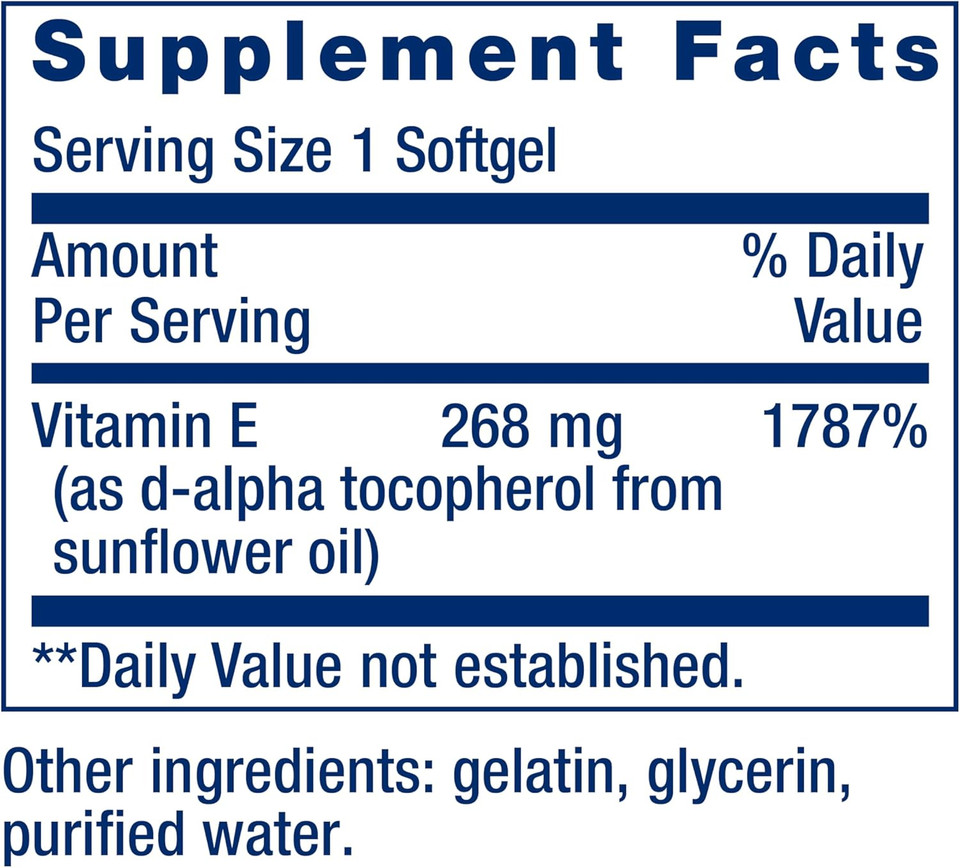 Life Extension Super Vitamin E 268 Mg - For Heart, Brain & Immune Health -Offers Antioxidant Protection & Promotes Inflammatory Response - Gluten Free, Non-Gmo, 90 Softgels