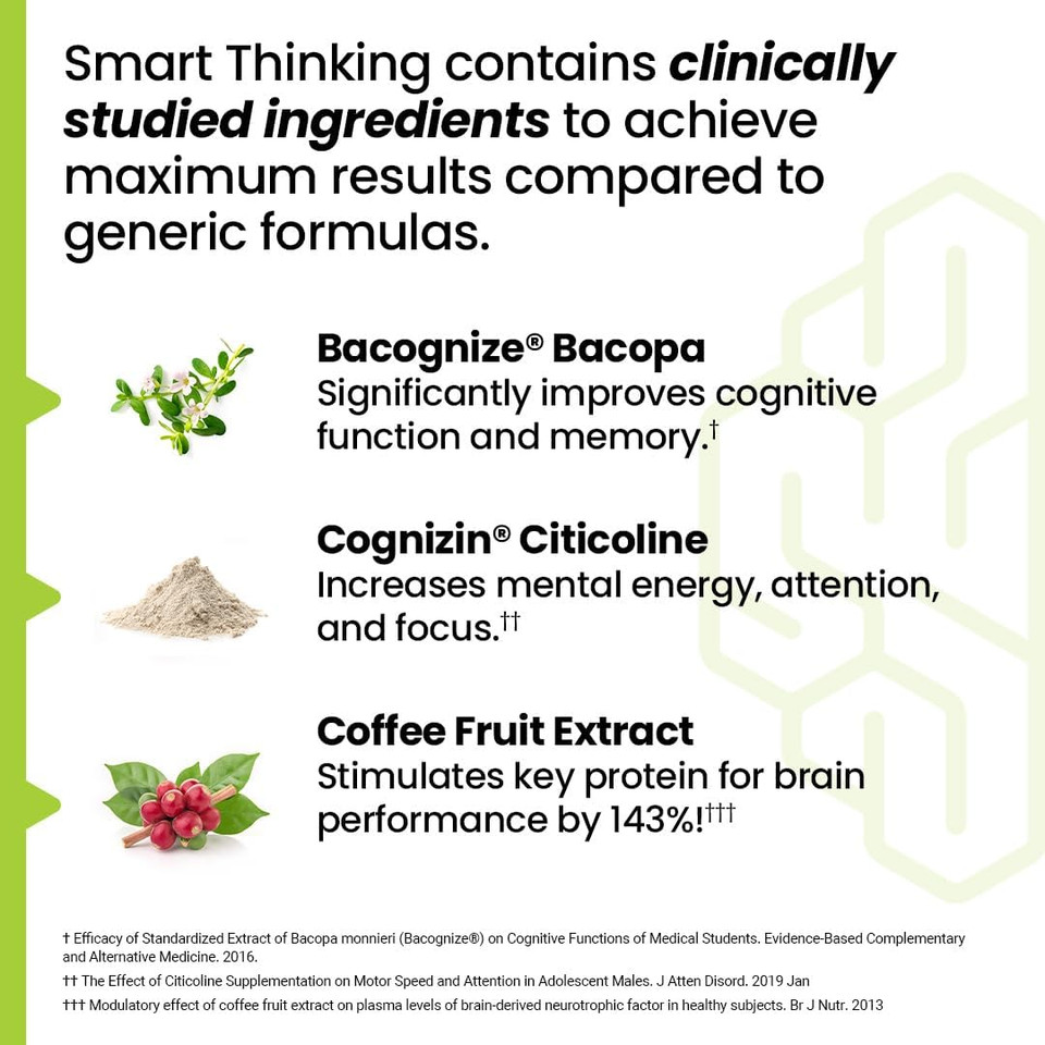 Lifeseasons Neuroq Smart Thinking Supplement Pills - Brain Power + Mental Focus Booster - Supports Memory Recall & Attention - Bacognize Bacopa, Cognizin Citicoline & Coffee Extract - 60 Capsules