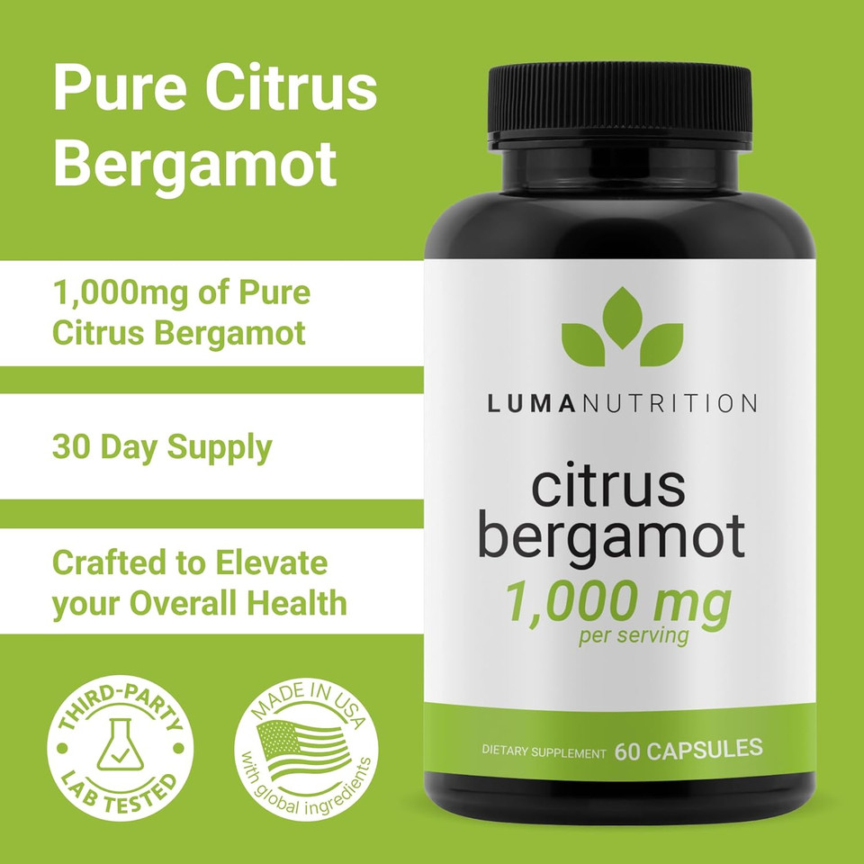 Luma Nutrition Citrus Bergamot 1000Mg - Citrus Bergamot Supplement - Made In The Usa - Veteran Owned - 60 Capsules