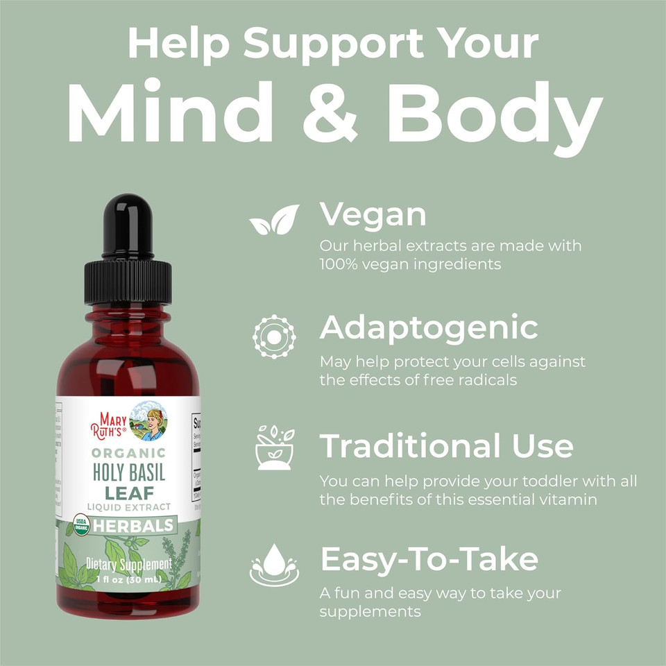 Maryruth Organics Holy Basil Sugar Free | Tulsi Holy Basil Herbal Liquid Drops | Antioxidant | Cognitive Function | Digestive Support | Energy Levels | Vegan | Non-Gmo | 1 Fl Oz Maryruth Organics Holy Basil Sugar Free | Tulsi Holy Basil Herbal Liquid Drops | Antioxidant | Cognitive Function | Digestive Support | Energy Levels | Vegan | Non-Gmo | 1 Fl Oz