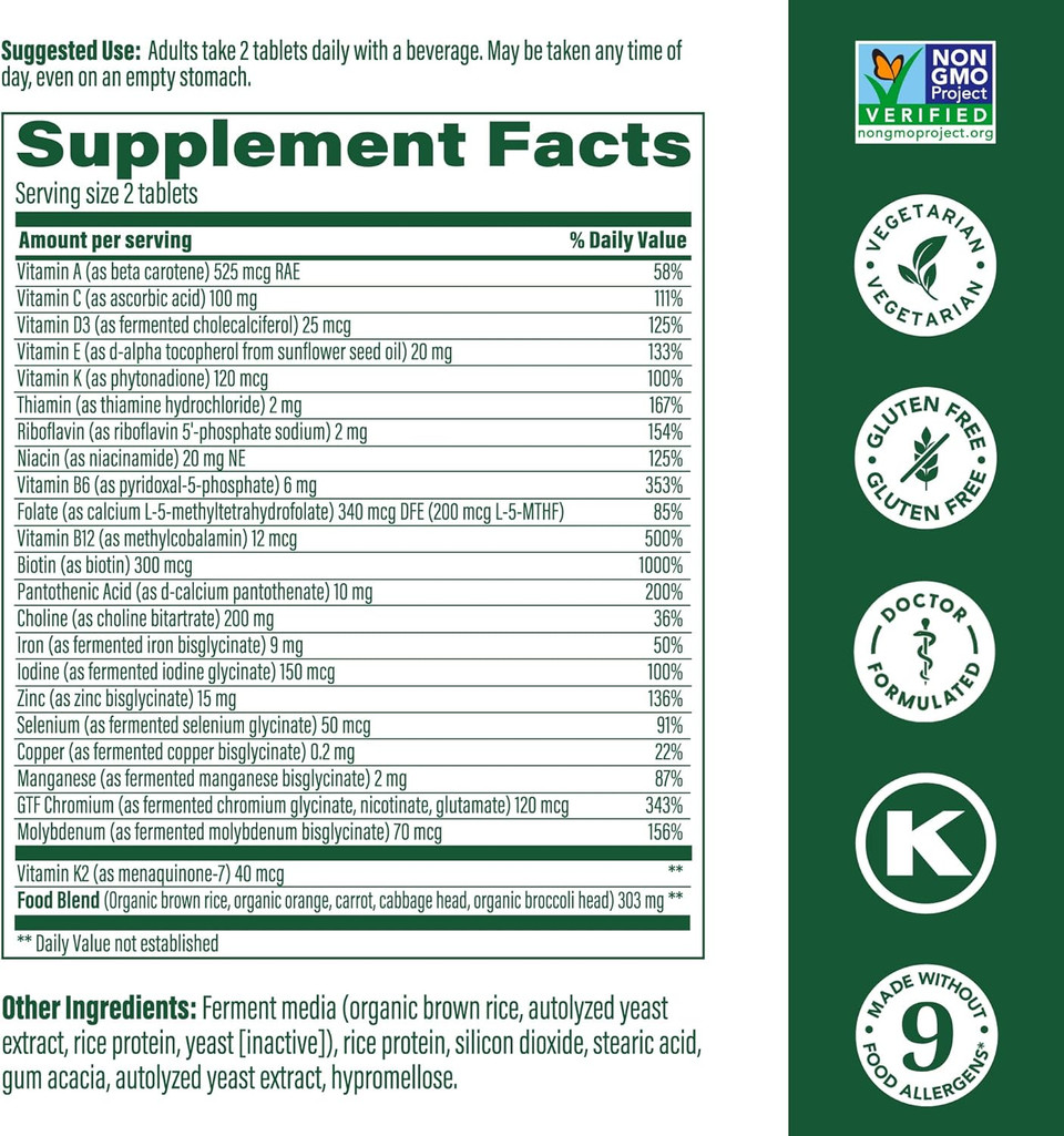 Megafood Women'S 40+ Advanced Multivitamin For Women - Dr Formulated - Vitamin B, Vitamin D3, Vitamin K2 & Choline - Energy Metabolism, Brain Health & Bone Health - Vegetarian - 120 Tabs (60 Servings)